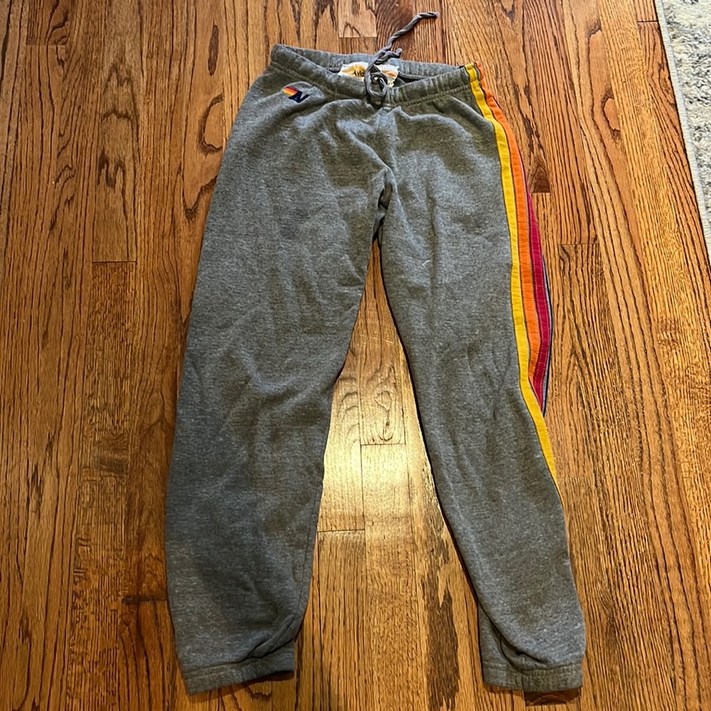Aviator Nation Rainbow Stripe Sweatpants. Classic Style.